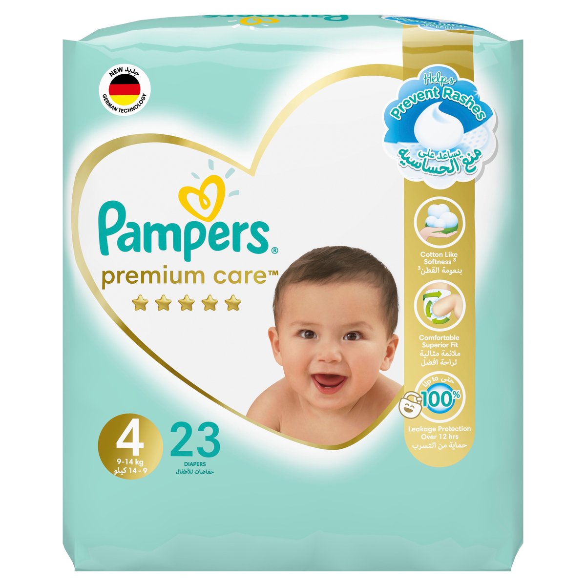 Pampers Premium Care Diapers Size 4, 9-14kg The Softest Diaper 23pcs