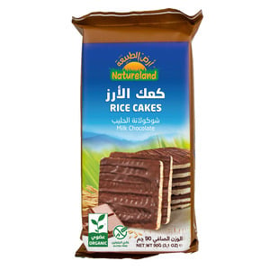 Buy Natureland Organic Rice Cake Milk Chocolate 90g Online at Best Price | Organic Food | Lulu Kuwait in Kuwait