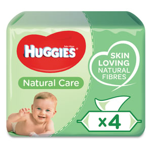 Huggies Natural Care Baby Wipes 4 x 56pcs
