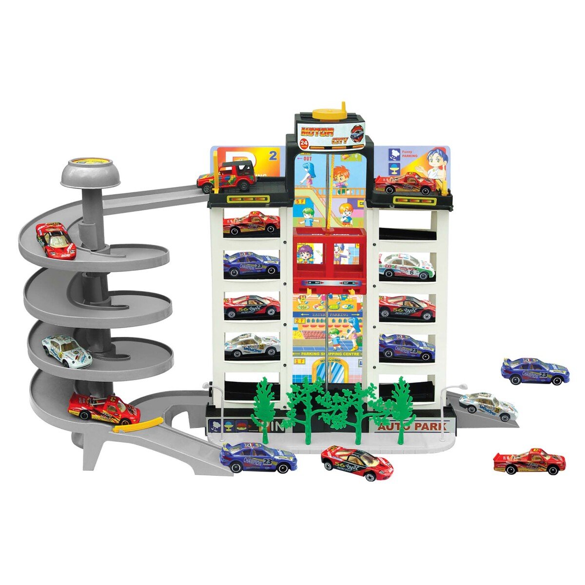 Power Joy Parking Garage & 4 Cars Set C8429