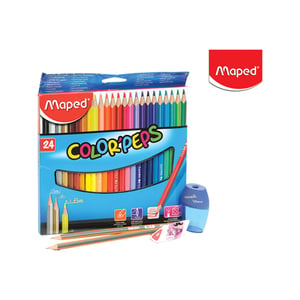 Maped Colour Pencl24 + HB pencil 2pc +Sharpener+ Eraser