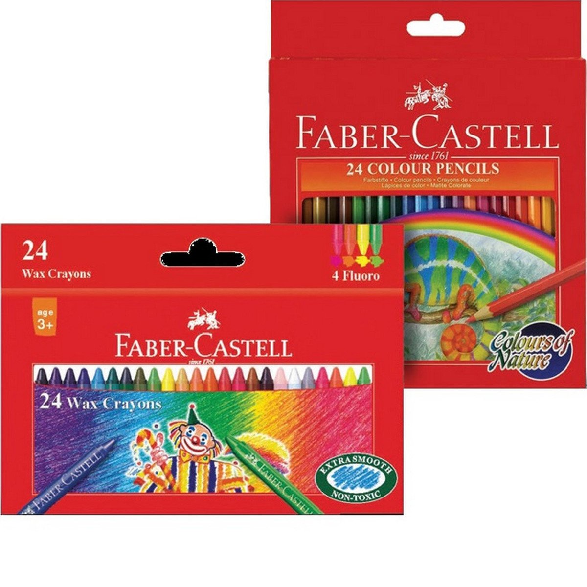فايبر-كاستل مجموعة ألوان خشبية 24 حبة + ألوان شمعية 24 حبة
