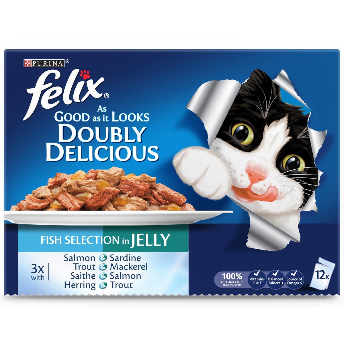 Purina Felix Doubly Delicious Fish Selection in Jelly Cat Food  100g x 12pcs