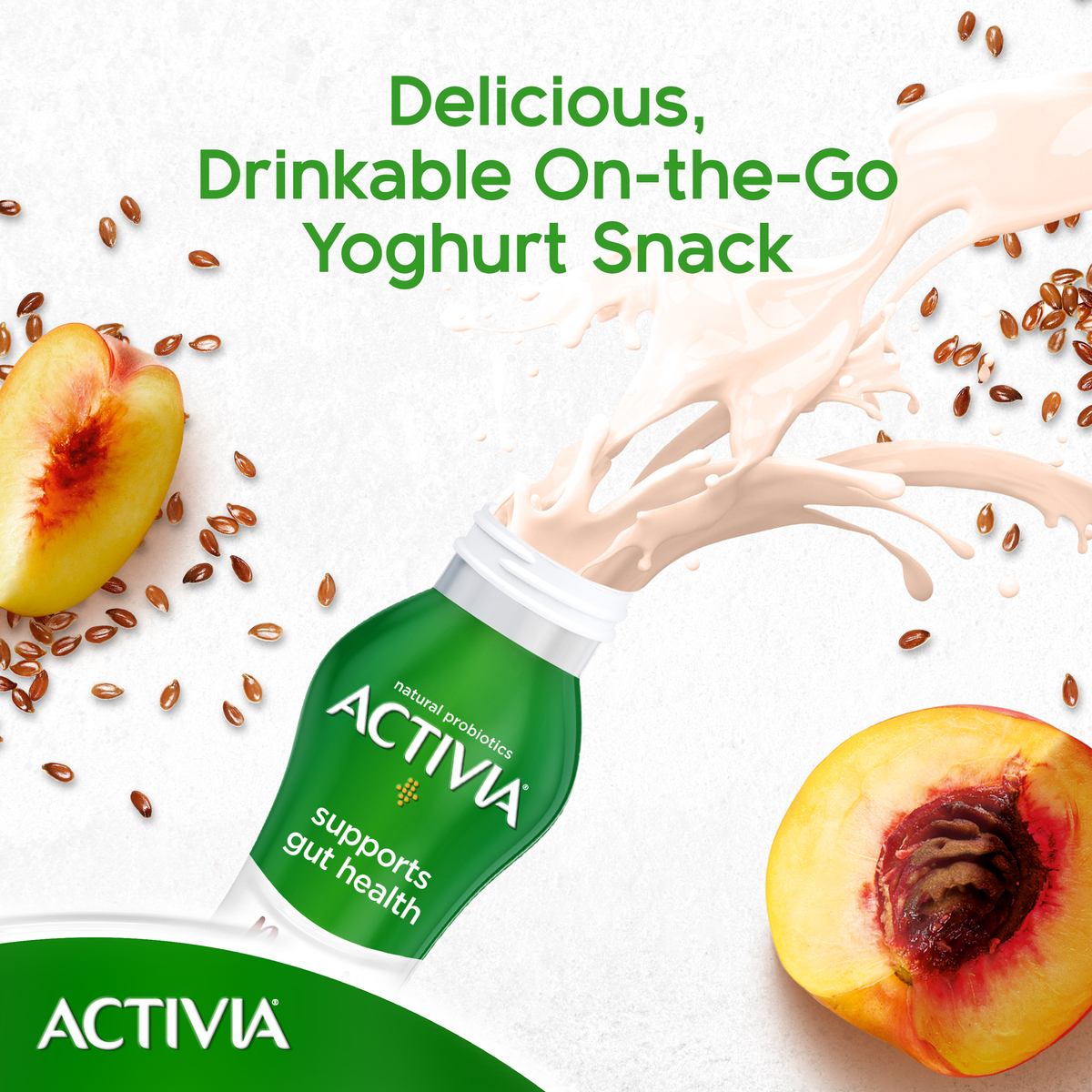 Activia Yoghurt Go Drinkable Peach & Grains 280 ml