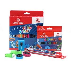 Win Plus Color Pencil 24's + HB Pencil 12's + Crayon 12's + Eraser + Sharpener WP7862