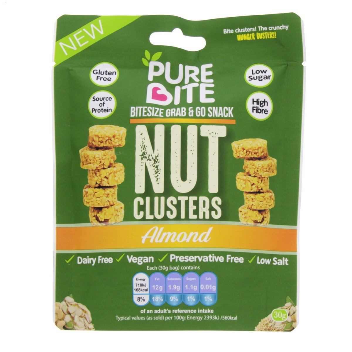 Pure Bite Nut Clusters Almond Gluten Free 30 g