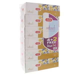 Buy LuLu Softouch White Facial Tissue Yellow 2ply 6 x 150 Sheets Online at Best Price | Facial Tissues | Lulu Kuwait in Kuwait