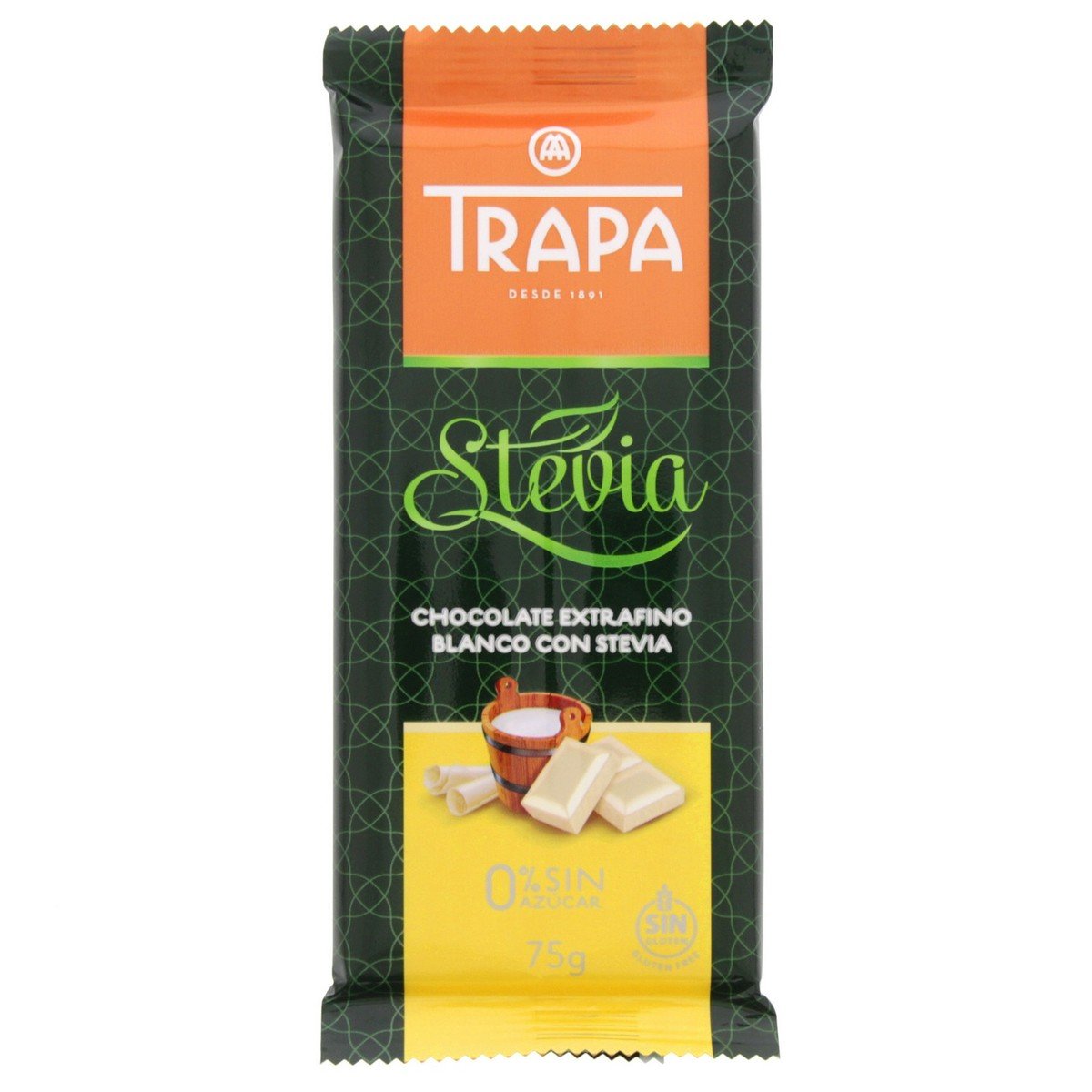Trapa Blanco con Stevia White  Chocolate Bar 75 Gm