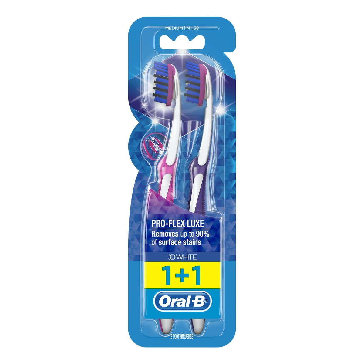 Oral B Proflex Luxe Medium Toothbrush 1 + 1 Assorted Colour