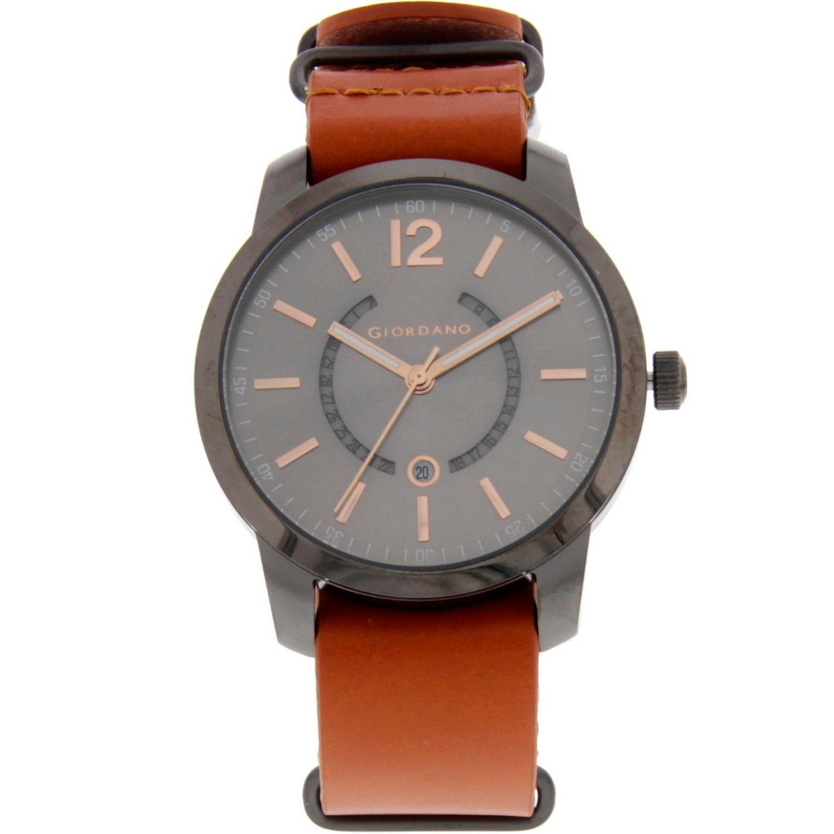 Giordano Men's Analog Watch Brown Strap With Grey Dial 1791-00