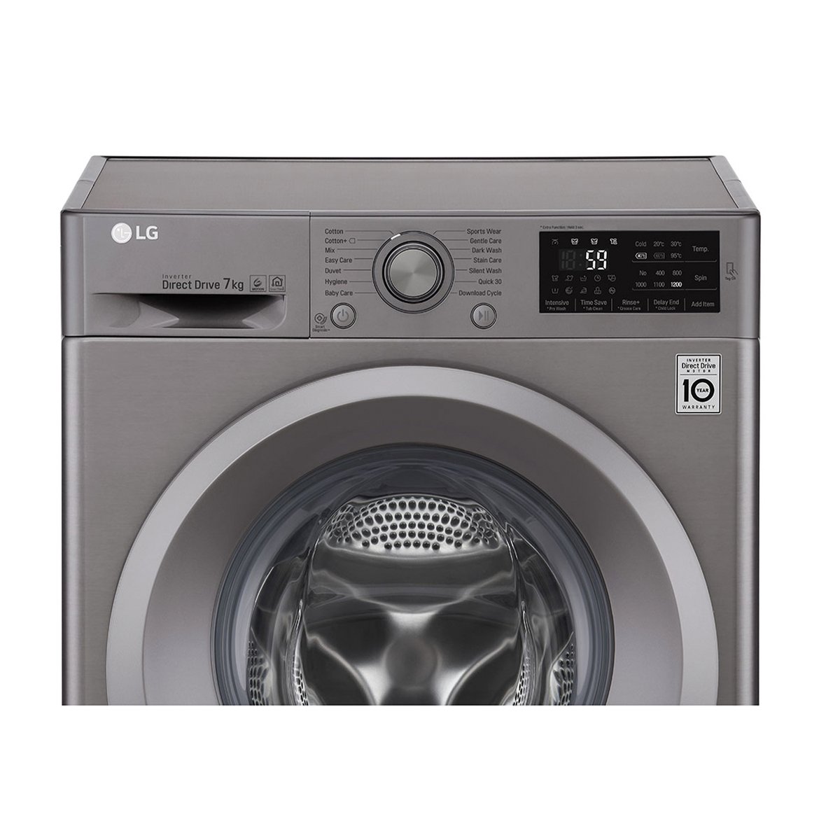 LG Front Load Washing Machine F2J5QNP7S 7Kg, 6motion, Inverter Direct Drive Motor, Add Item Function