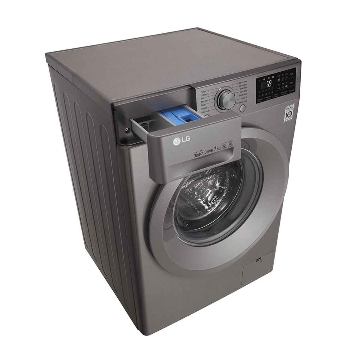 LG Front Load Washing Machine F2J5QNP7S 7Kg, 6motion, Inverter Direct Drive Motor, Add Item Function