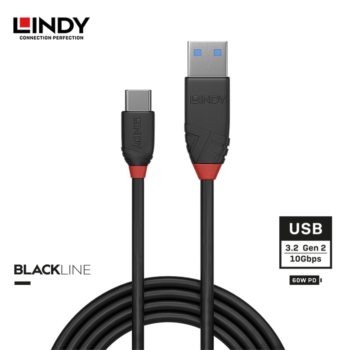 Lindy USB 3.1 Cable Type-C to A 3A 1.5m