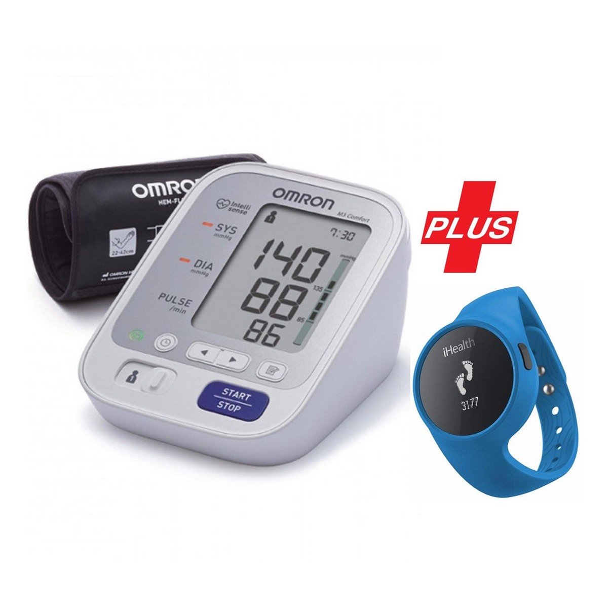 Omron Blood Pressure Monitor M3 + iHealth Activity Tracker Edge