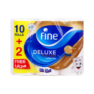 Fine Toilet Paper Deluxe 3ply 150 Sheets 10+2