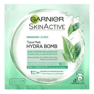 Garnier SkinActive Hydra Bomb Green Tea for Normal to  Combination Skin Tissue Face Mask 1pc