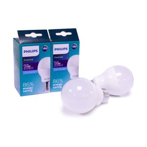 اشتري قم بشراء Philips Essential LED Bulb 2pcs 9W E27 Cool Daylight Online at Best Price من الموقع - من لولو هايبر ماركت LED Bulb في الامارات
