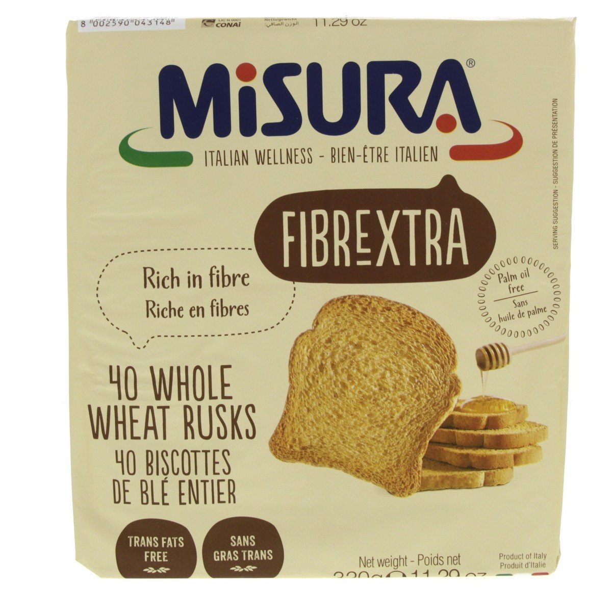 Misura Whole Wheat Rusk Fibre Extra 320 g
