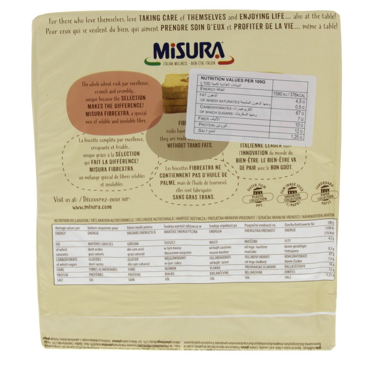 Misura Whole Wheat Rusk Fibre Extra 320 g