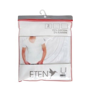 Eten Men's V-Neck T-Shirt 2Pcs Pack White ETVNS Medium