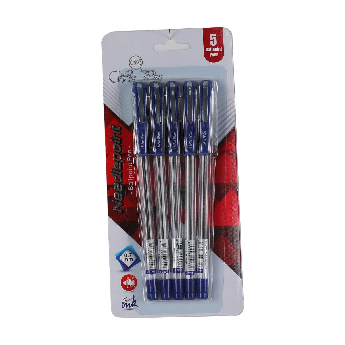 Win Plus Pen Blue Needle Point 0.7mm 5s