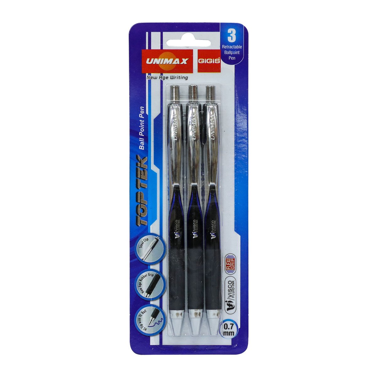 Unimax 0.7mm Ballpoint Pen Toptek RT 3pcs