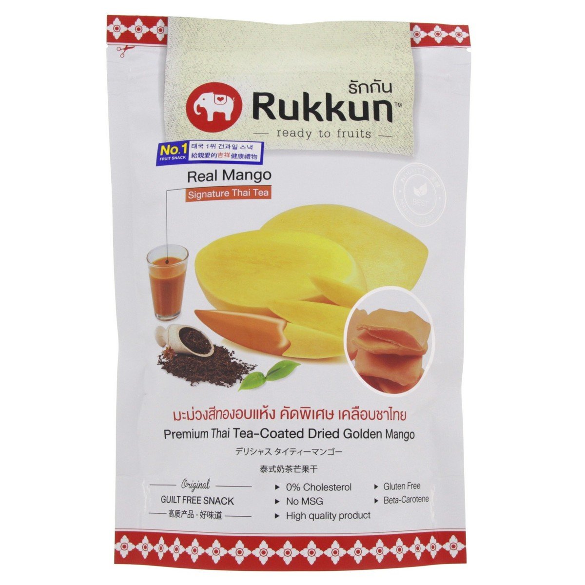 Rukkun Premium Thai Tea Coated Dried Golden Mango 140 g