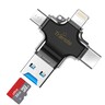 Trands 4 In 1 Micro SD TF Card Reader With Lightning 8 Pin Micro USB Type C USB CR6347