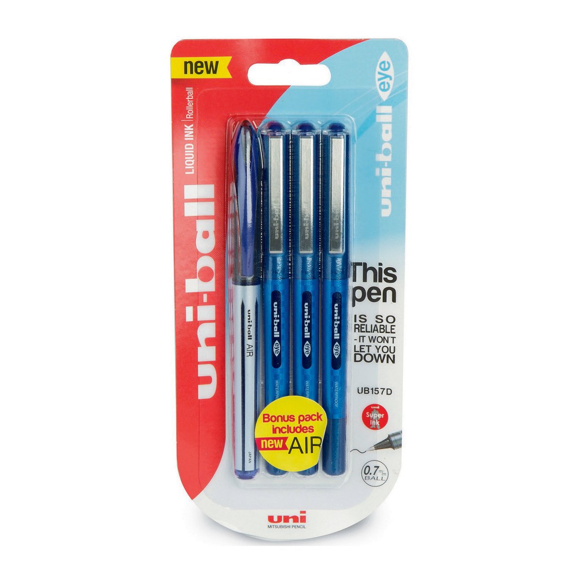 Uni-Ball Micro Ball Pen 3's + Air Gel Pen 1Pc 075