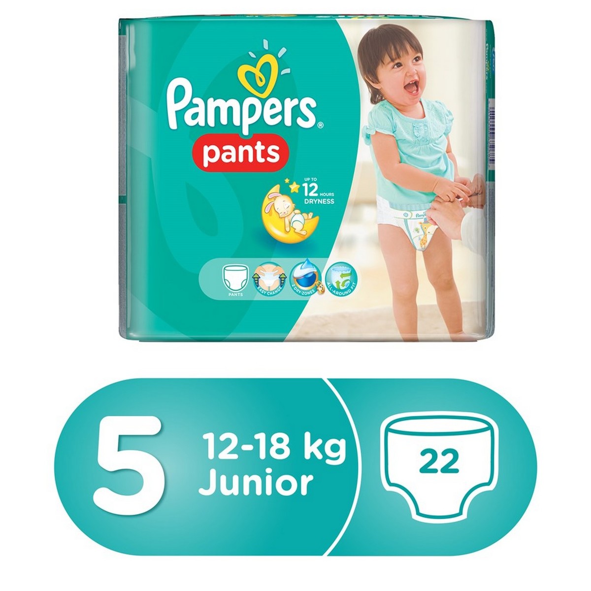 Pampers Pants Diapers Size 5 Junior 12-18kg Carry Pack 22 pcs