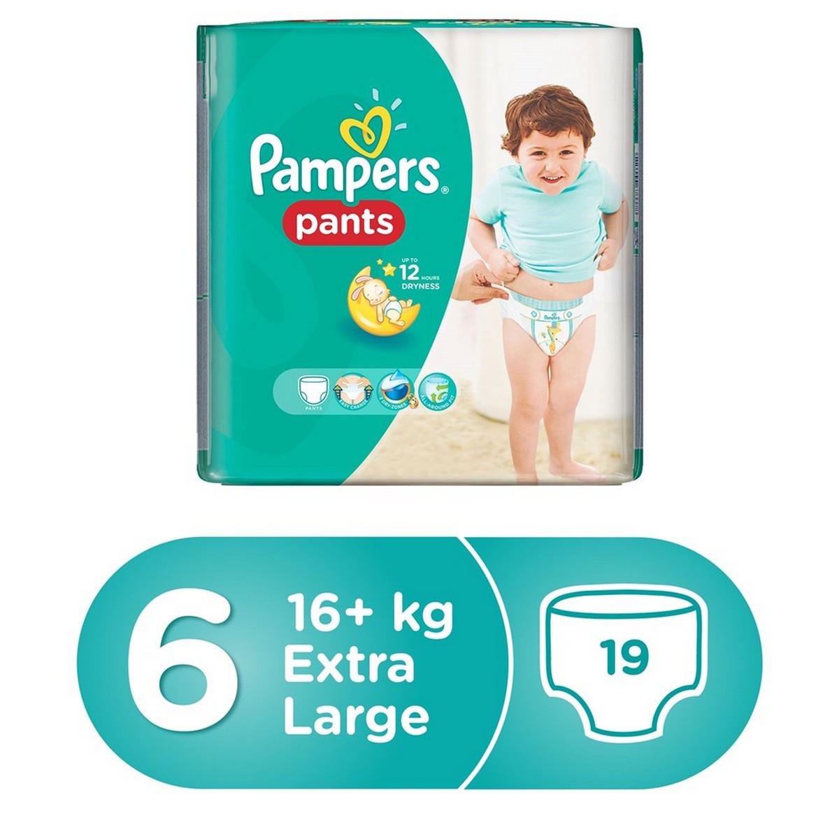 Pampers Pants Diapers, Size 6, Extra Large, 16+ kg, Carry Pack, 19pcs Count