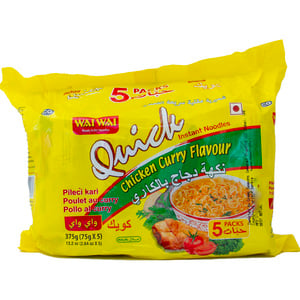 Wai Wai Quick Instant Noodles Chicken Curry Flavour 5 x 75 g
