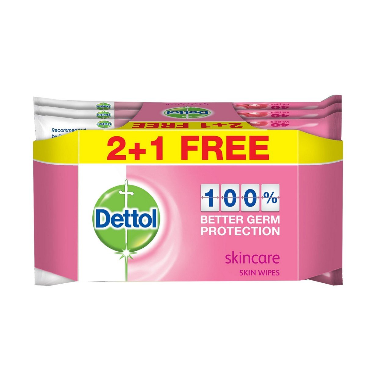Dettol Skin Care Skin Wipes 40pcs 2pkt + 1