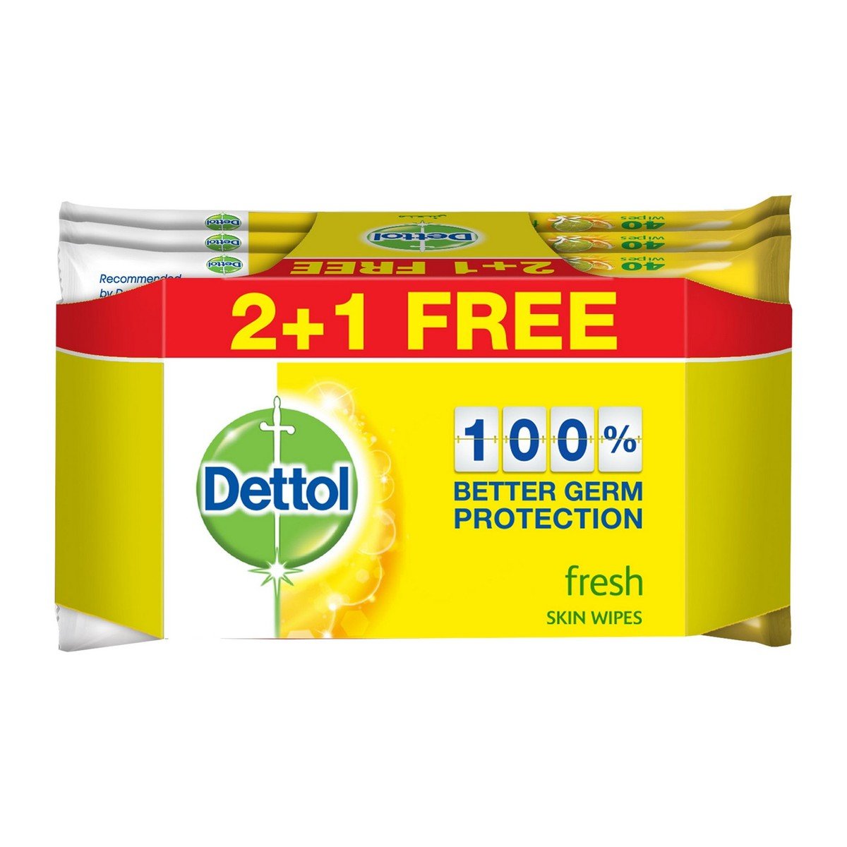 Dettol Fresh Skin Wipes 40pcs 2pkt + 1