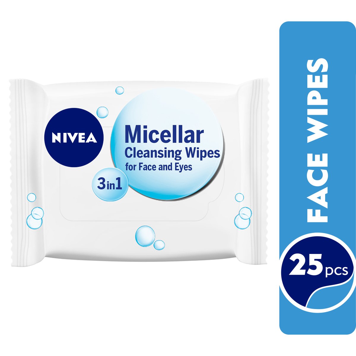 Nivea 3 In 1 Caring Micellar Cleansing Wipes For Face And Eyes 25 pcs