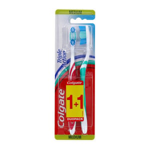 Colgate Toothbrush Triple Action Medium Assorted Colours 1+1