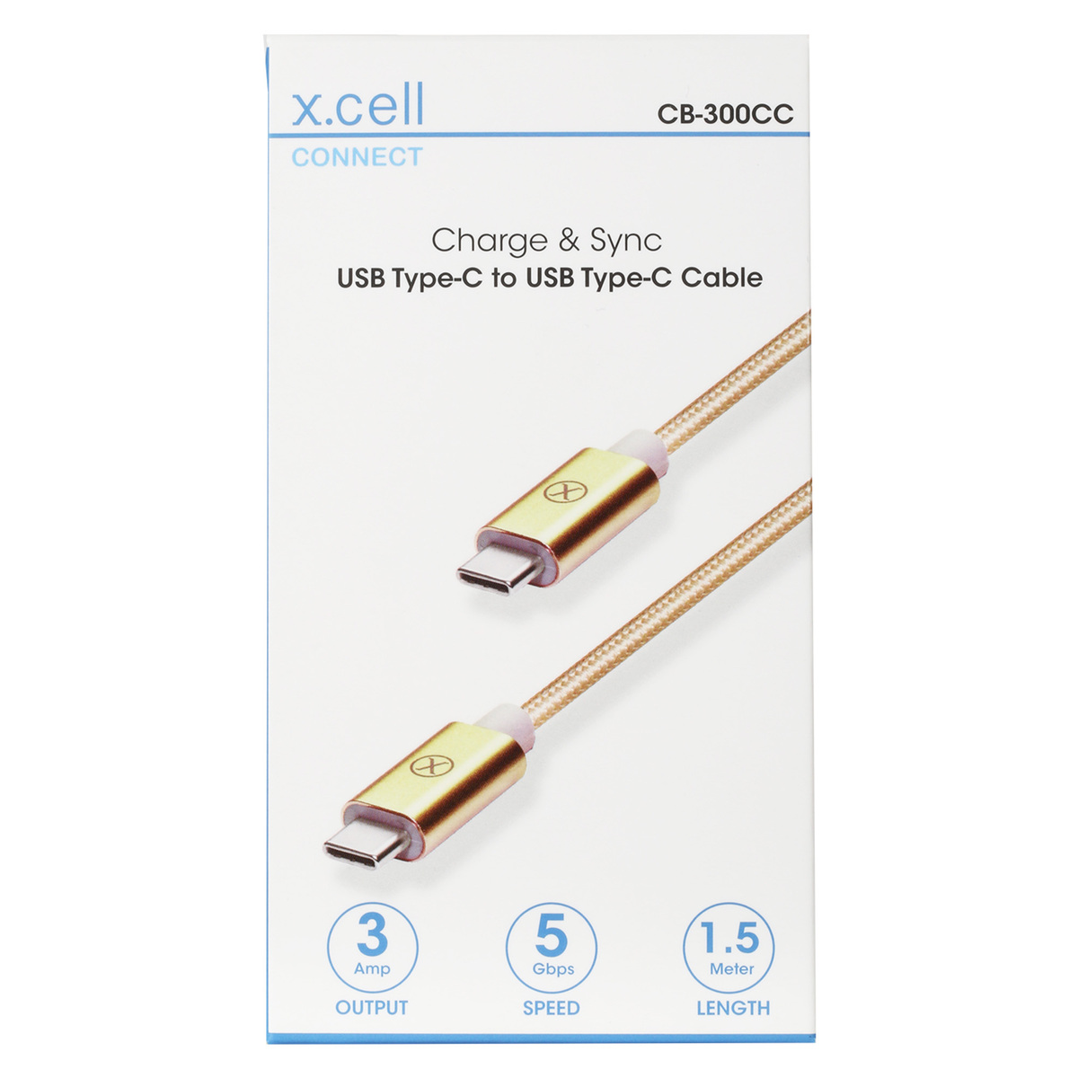 X.Cell Charge & Sync USB Cable Type- C CB-300CC Gold