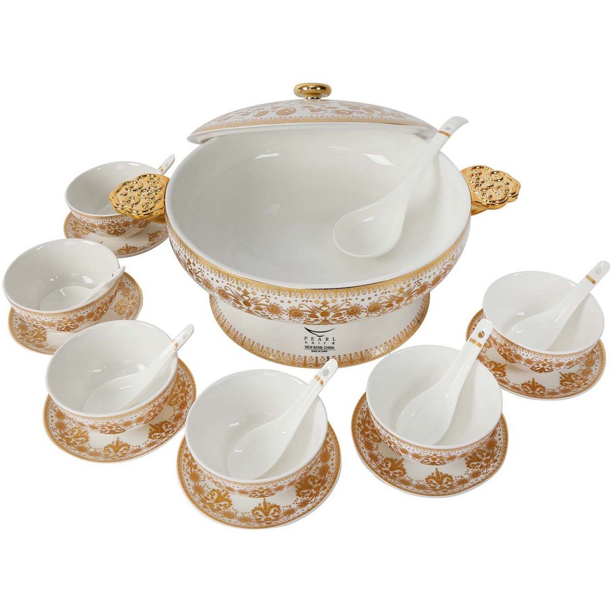 Pearl Noire Porcelain Soup Set 22pcs
