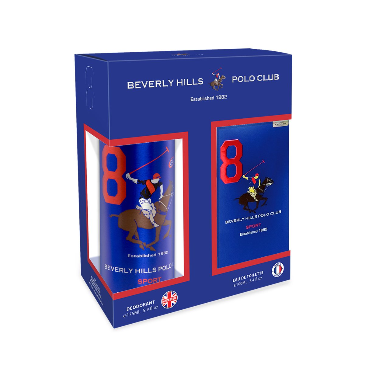 Beverly Hills Polo Club Sport 8 EDT for Men 100 ml + Beverly Hills Polo Club Sport 8 Deodorant 175 ml