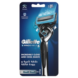 Buy Gillette Fusion ProShield 5 Chill Mens Razor 1 Handle + 2 Blades Online at Best Price | Razor Systems | Lulu Kuwait in Kuwait