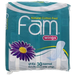 Fam Natural Cotton Feel Wings Normal Sanitary 30pcs