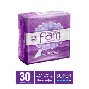 Fam Classic with wing Natural Cotton Feel Maxi Thick  Super Sanitary 30pcs