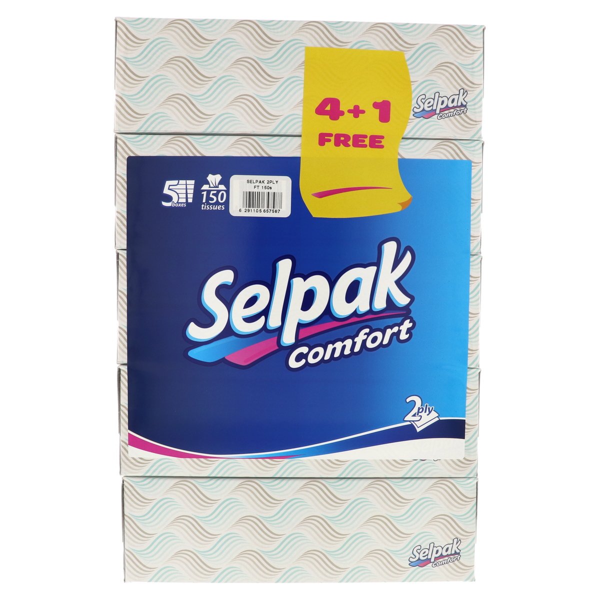 Selpak Comfort Facial Tissue 150 Sheets x 2Ply 4+1