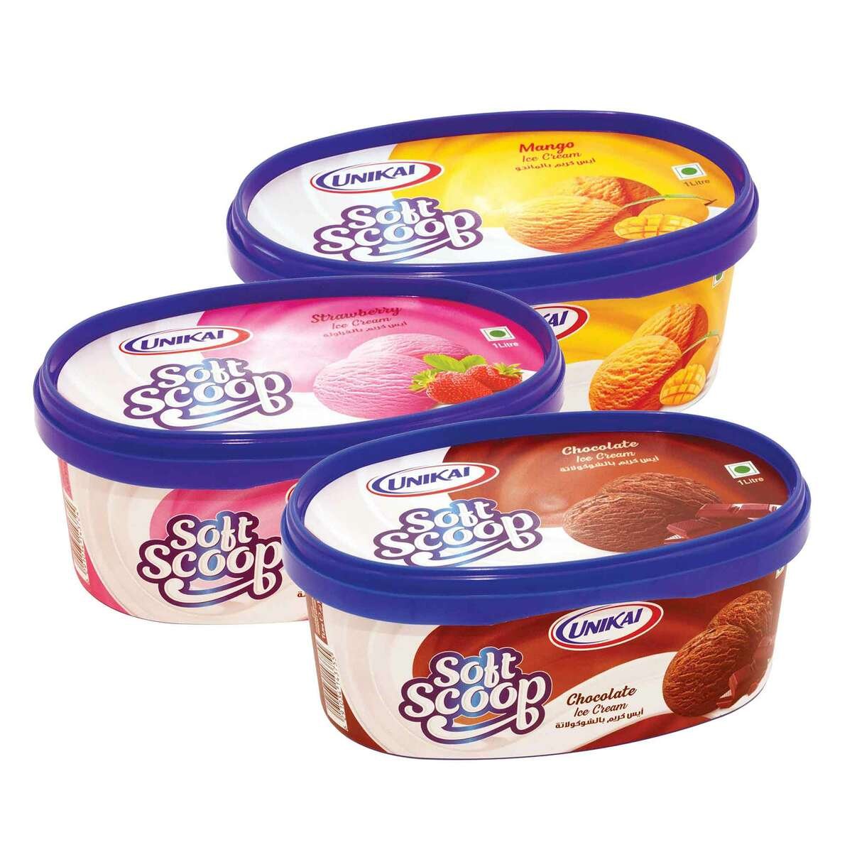 Unikai Ice Cream Assorted 3 x 1Litre