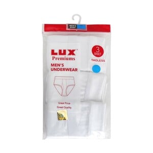 Lux Men's Brief Rib 3 Pcs Pack White Medium