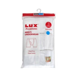 Lux Men's Under Shorts Rib 3 Pcs Pack White Medium