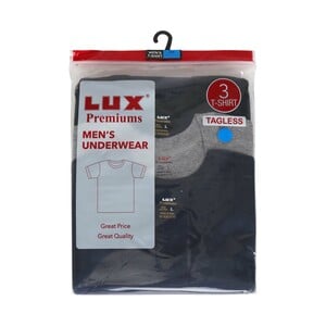 Lux Men's Round Neck T-Shirt Rib 3Pcs Pack Assorted Color 109 Medium