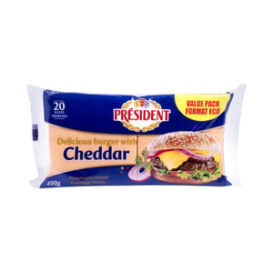 President Burger Slice Cheddar Cheese 400g