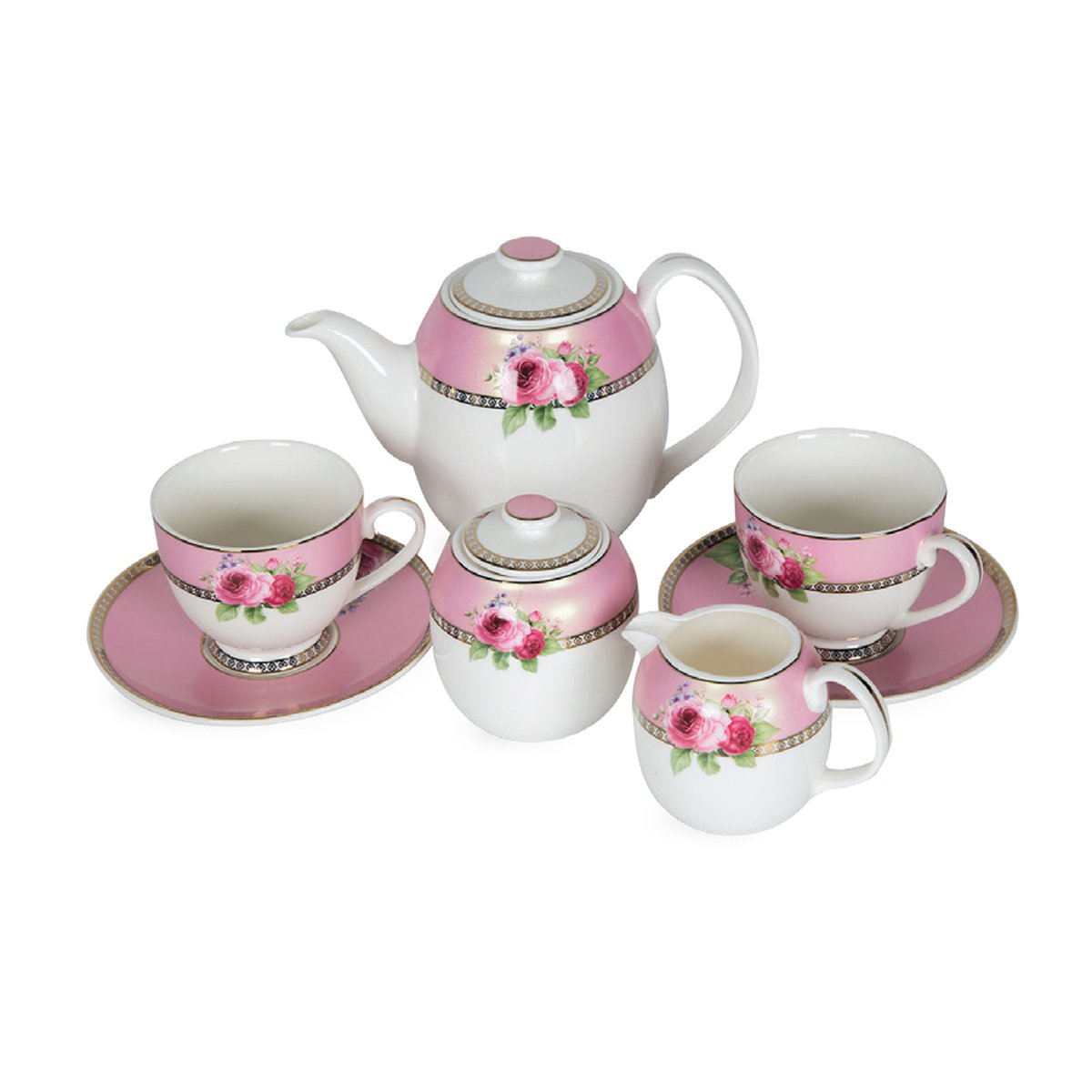 Pearl Noire Tea Set Pink 16B210A 7pcs
