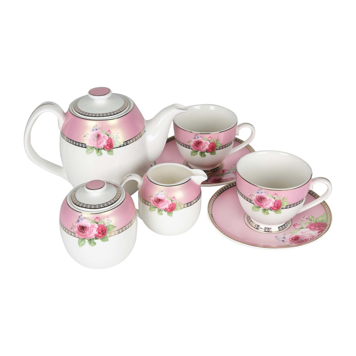 Pearl Noire Tea Set Pink 16B210A 7pcs